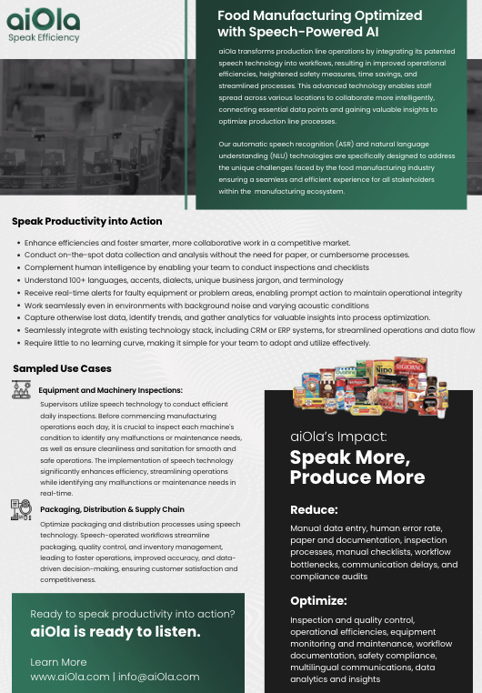 Food Manufacturing One Pager