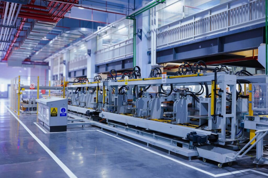 A large machine in a large factory building